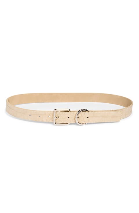 Buckle Croc Embossed Faux Leather Belt