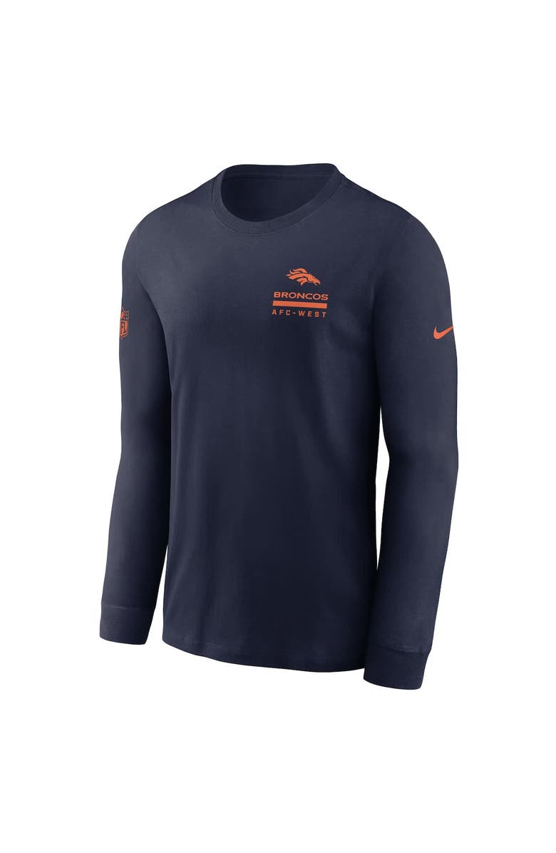 Nike Men's Nike Navy Denver Broncos Sideline Performance Long Sleeve T-Shirt, Alternate, color, Navy