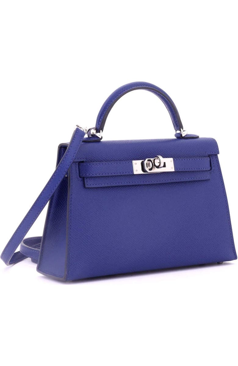 Pre-Owned Hermes Kelly Mini II Bag Blue Epsom with Palladium Hardware 20, Alternate, color, Bleu Electrique