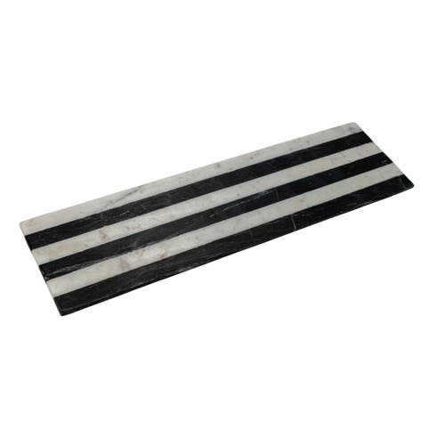 Storied Home Marble Cheese And Serving Board With Stripes In Black