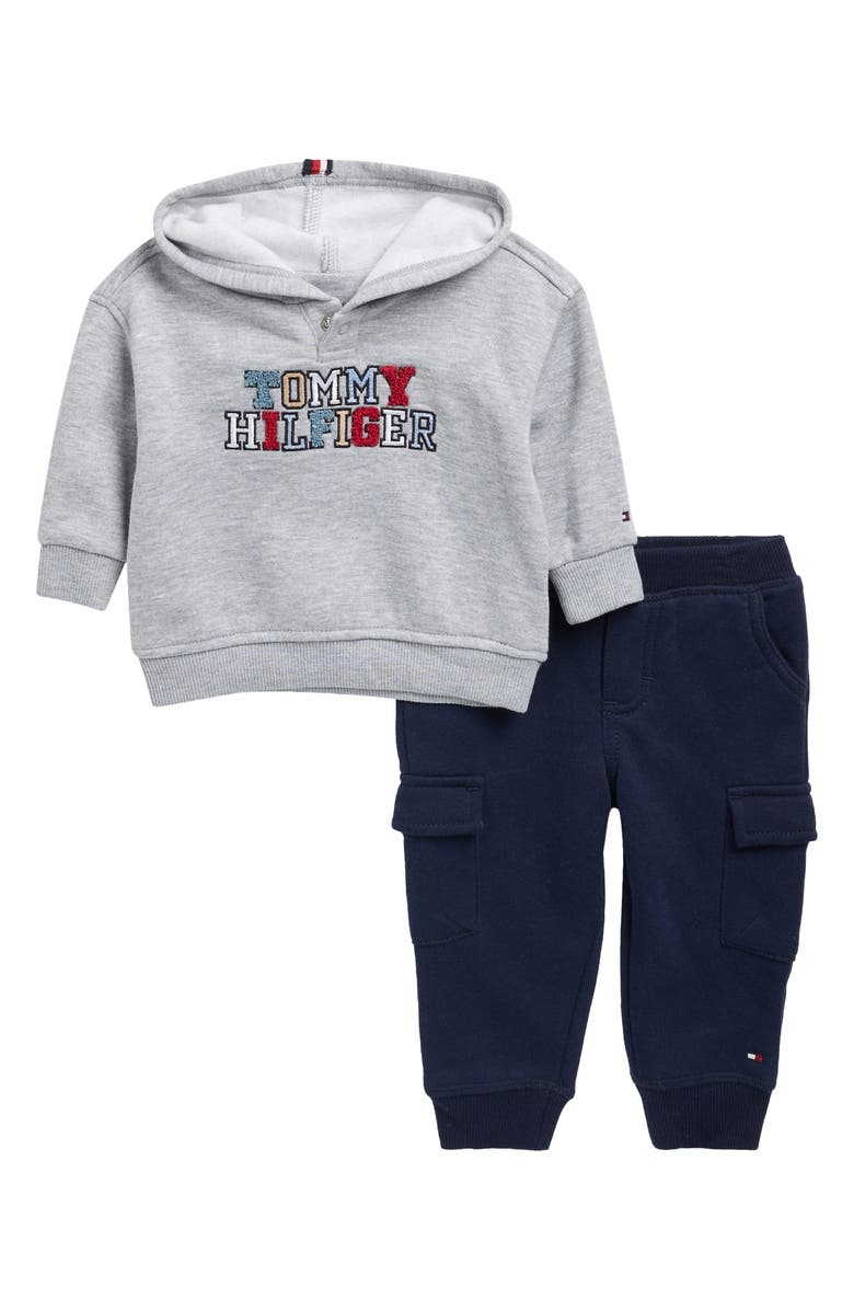 Tommy Hilfiger Logo Fleece Hoodie & Joggers Set, Main, color, Grey Multi