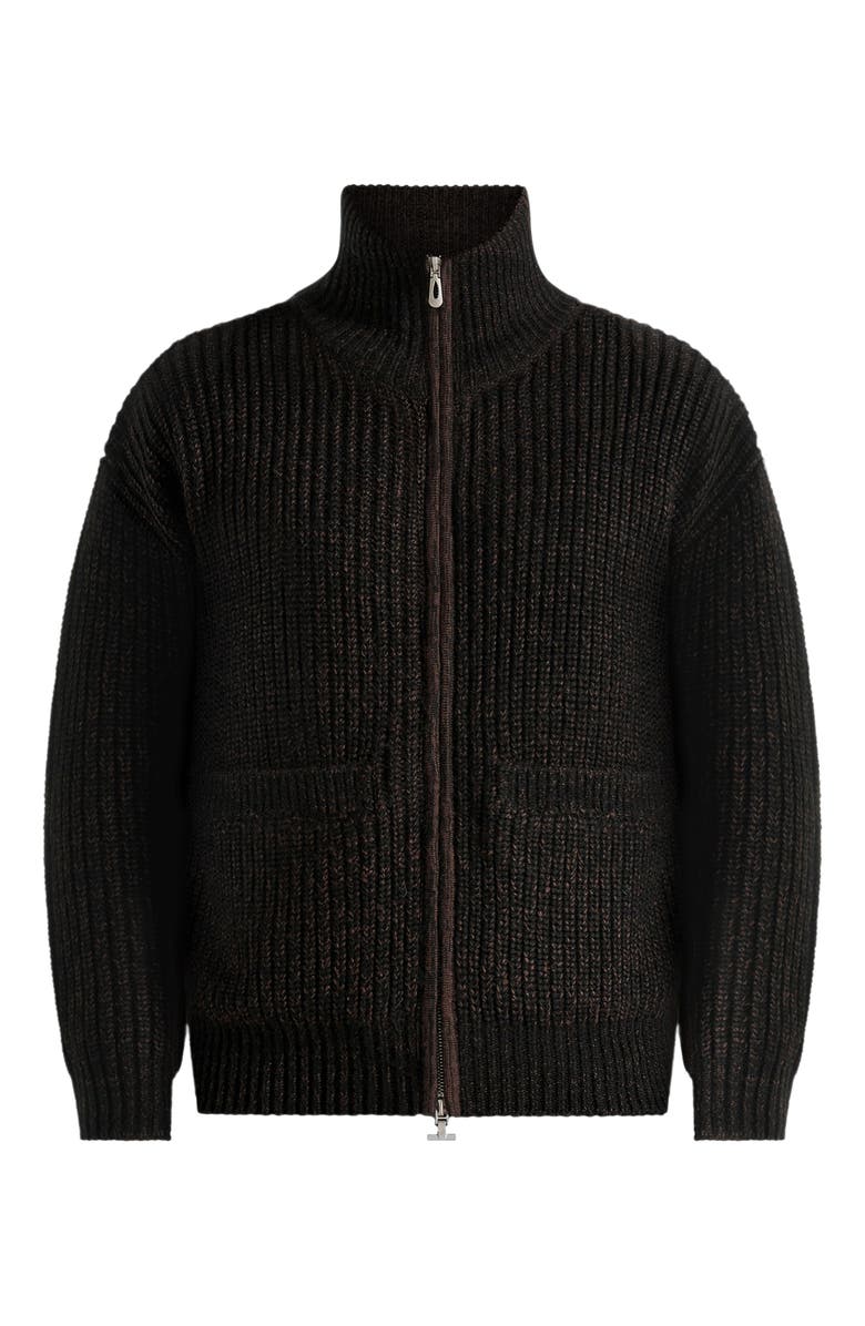 Manière De Voir Jamie Unisex Speckled Wool Zip Through Jacket, Alternate, color, Black