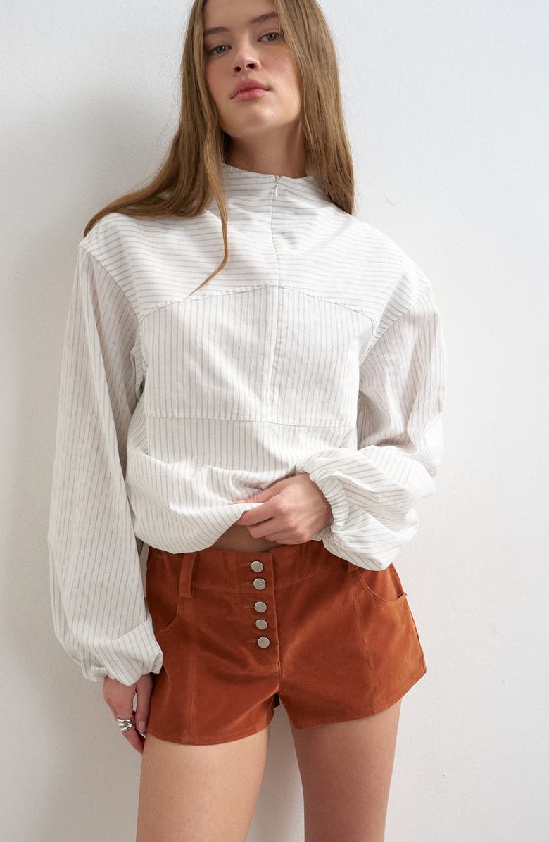 Topshop Faux Suede Micro Shorts, Alternate, color, Tan