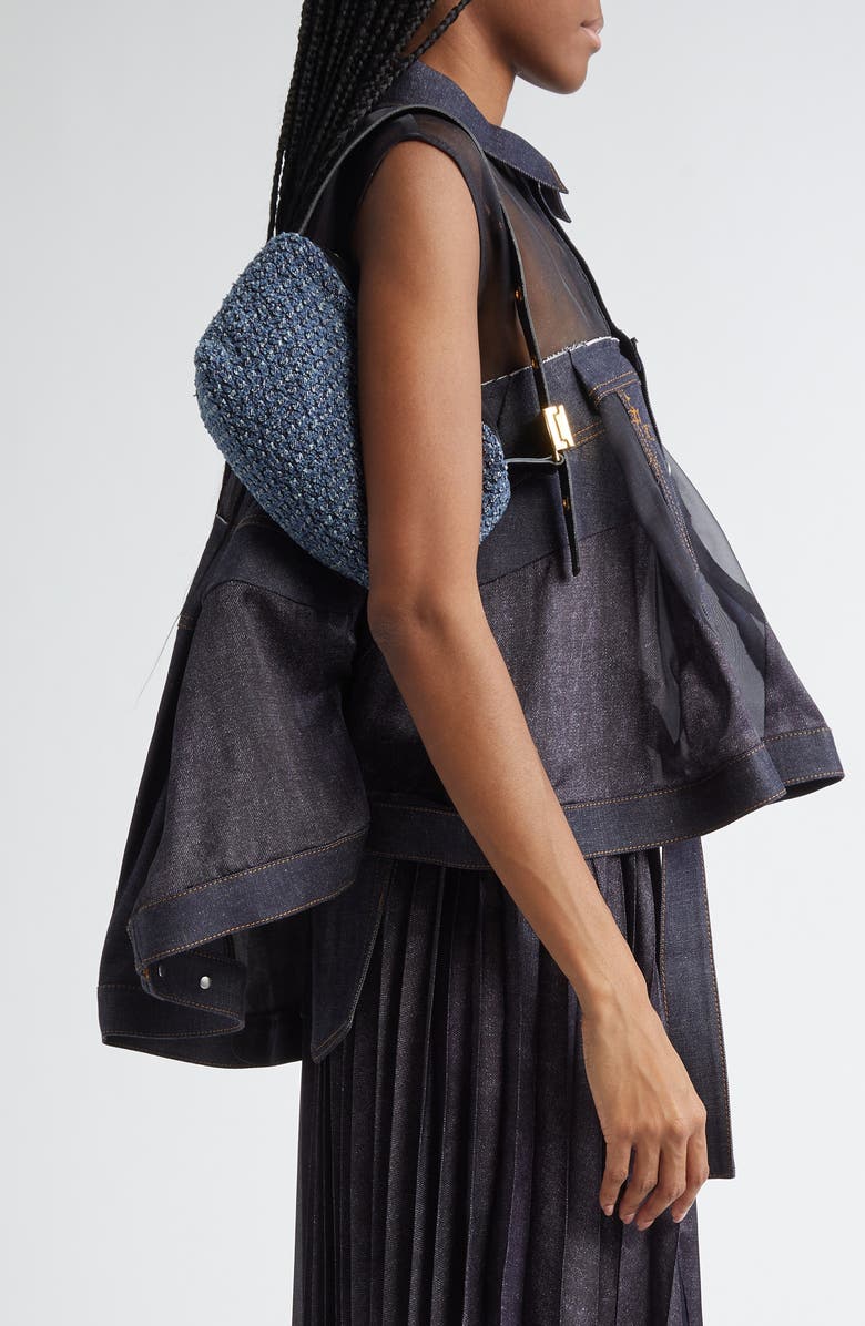 Sacai New Pochette Tweed Handbag, Alternate, color, Indigo