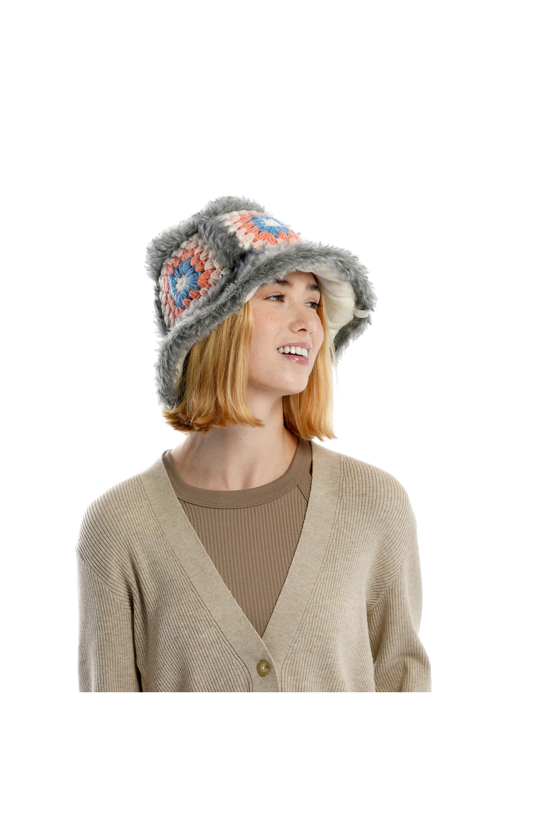 Nirvanna Designs Crochet Sun Hat With Fur Piping, Alternate, color, 