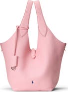 Polo Ralph Lauren Shiny Drum Pebbled Leather Tote