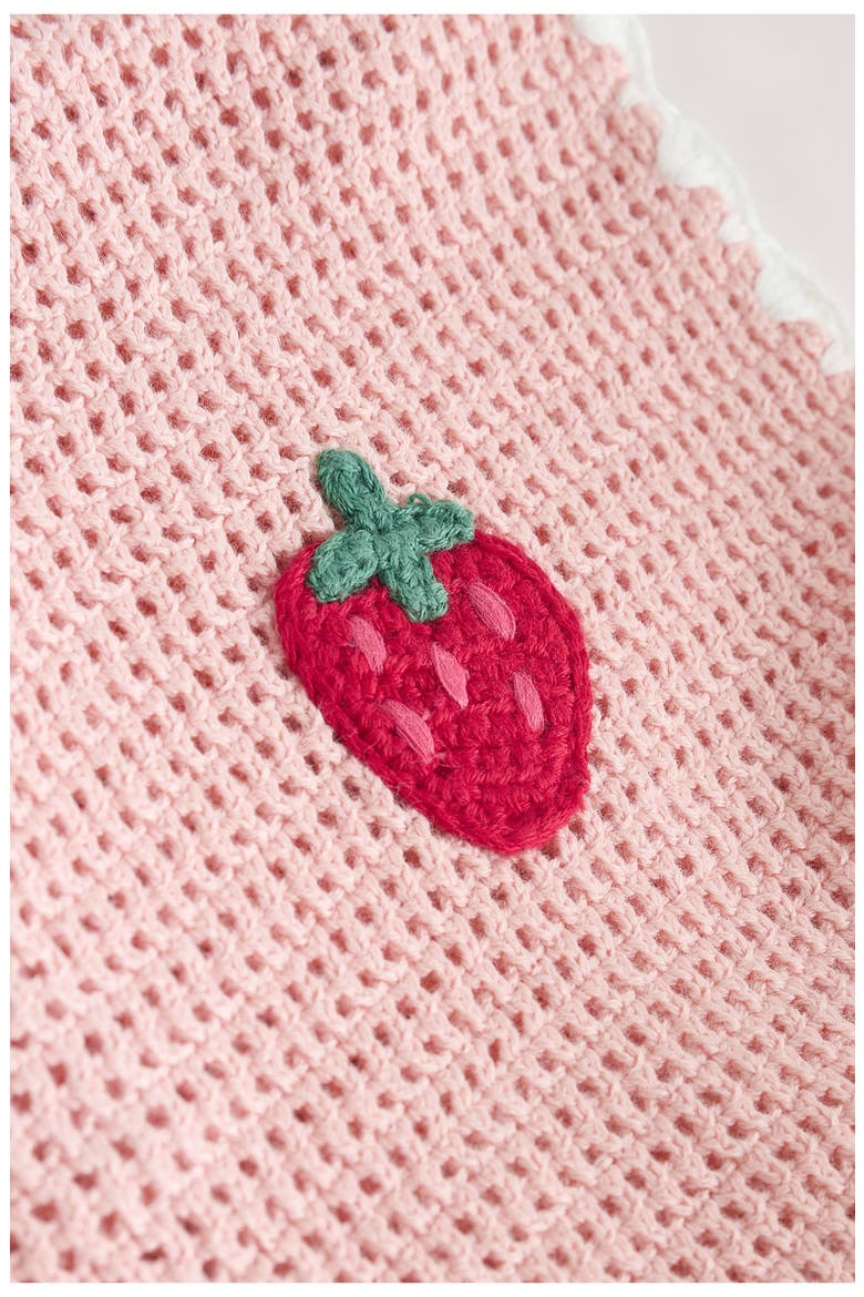Kids' Strawberry Crochet Mixed Media Dress, Alternate, color, WHITE