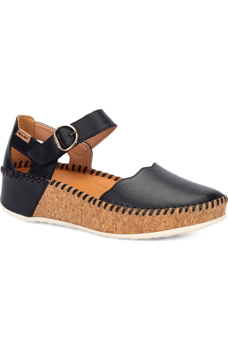 PIKOLINOS Marina Wedge Flat, Main, color, Black/ Black