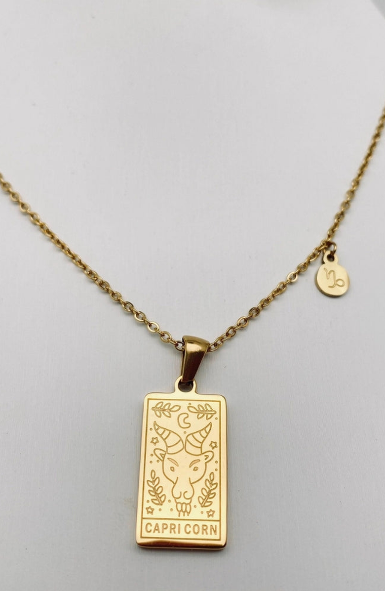 Humanist Beauty Zodiac Constellation Pendant Necklace, Main, color, Capricorn