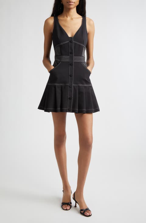 Olana Topstitch Detail Cotton Blend Minidress
