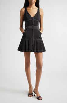Olana Topstitch Detail Cotton Blend Minidress