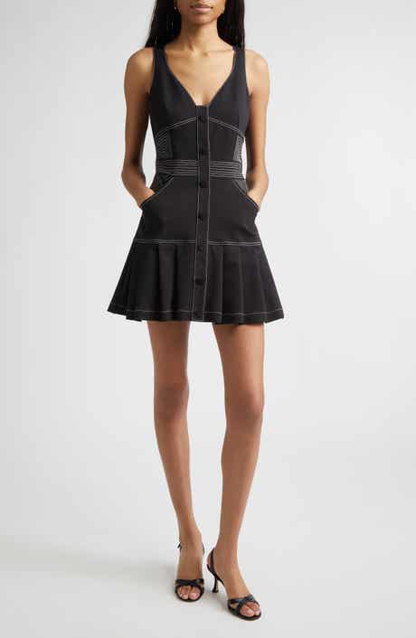 Olana Topstitch Detail Cotton Blend Minidress