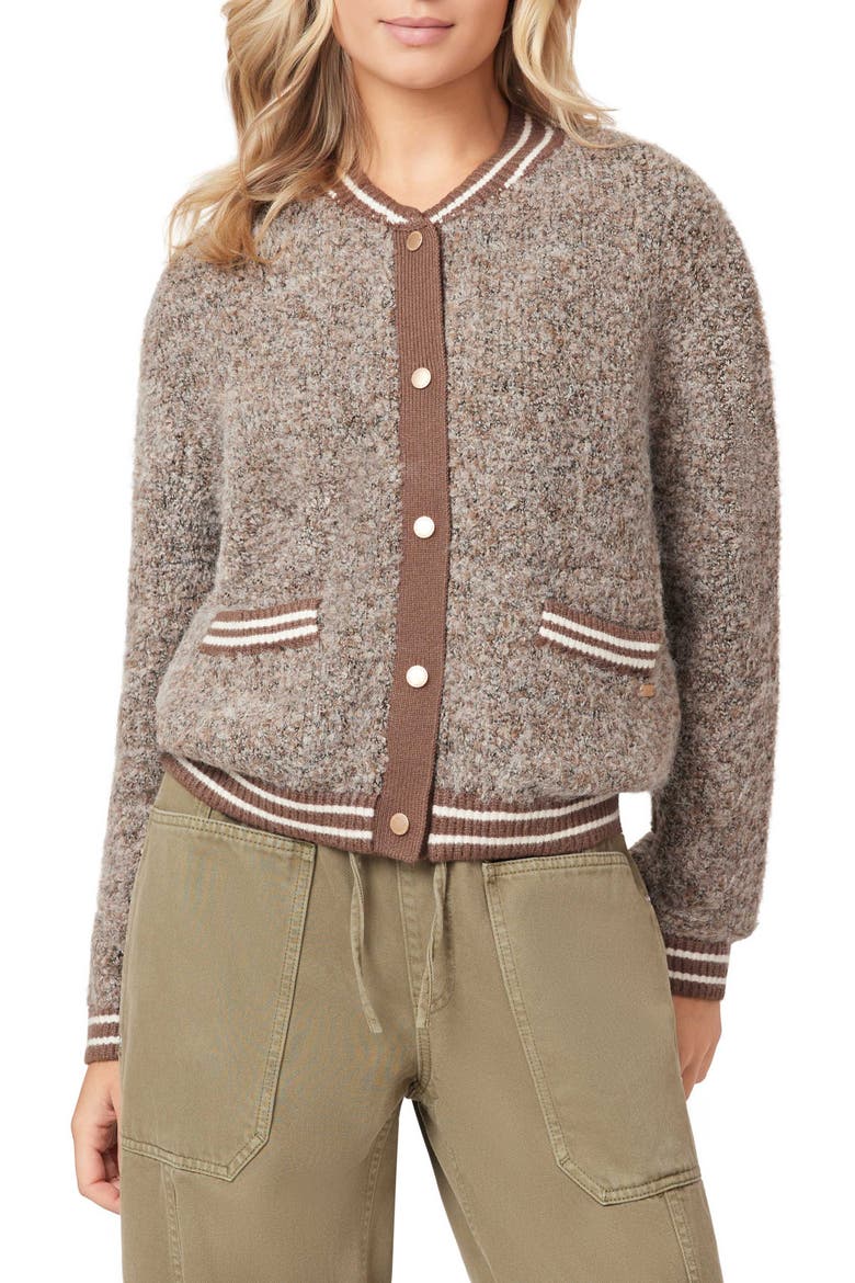 Bouclé Bomber Jacket, Main, color, MEDIUM BROWN