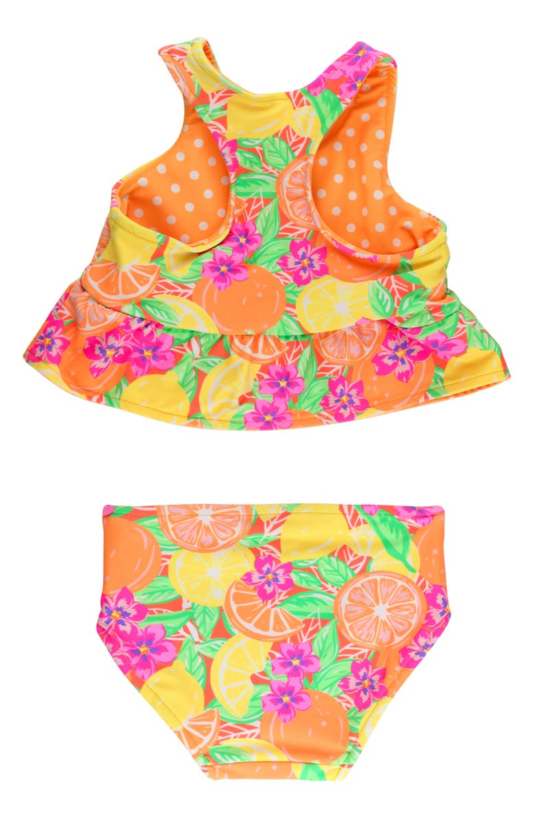 RuffleButts Kids' Neon Squeeze Reversible Two-Piece Swimsuit, Alternate, color, Yellow