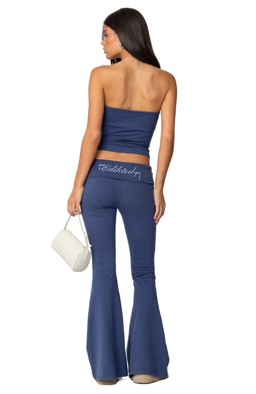 Edikted Aiyana Bow Crop Stetch Cotton Tube Top In Blue