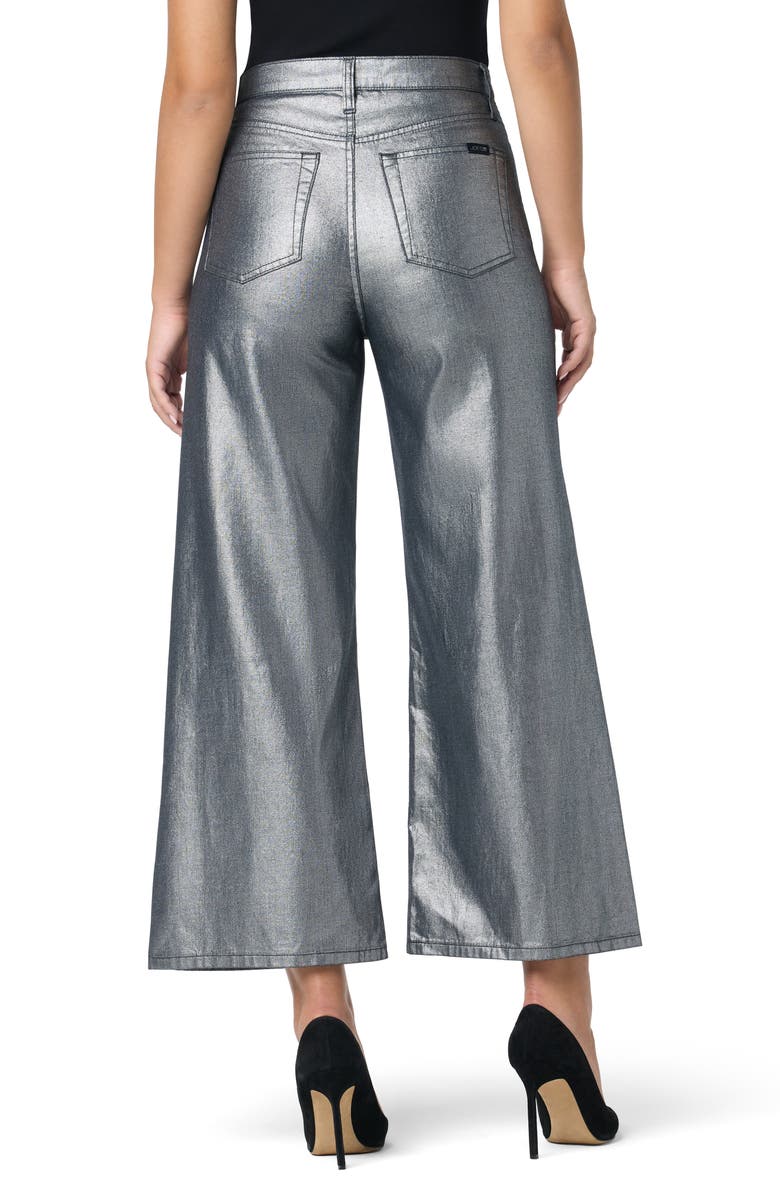 Joe's Metallic High Waist Wide Leg Ankle Jeans, Alternate, color, Silver Moon