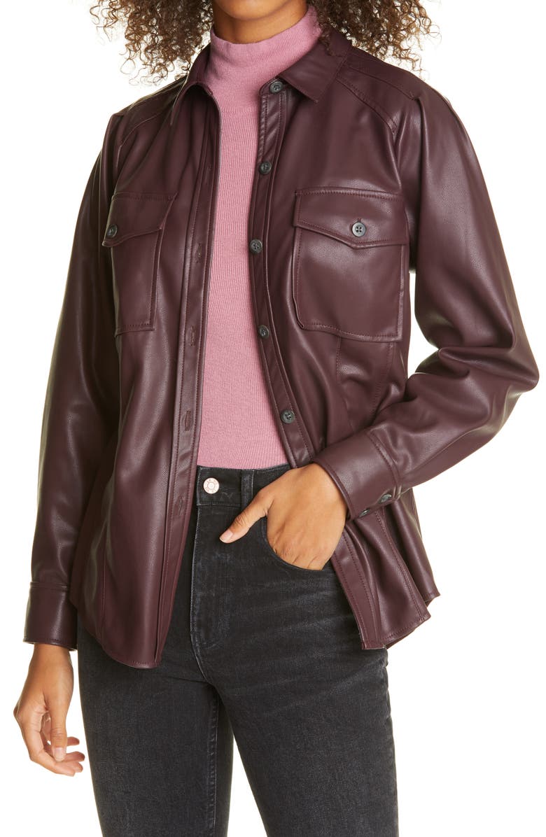 Rebecca Taylor Faux Leather Belted Jacket, Main, color, 
