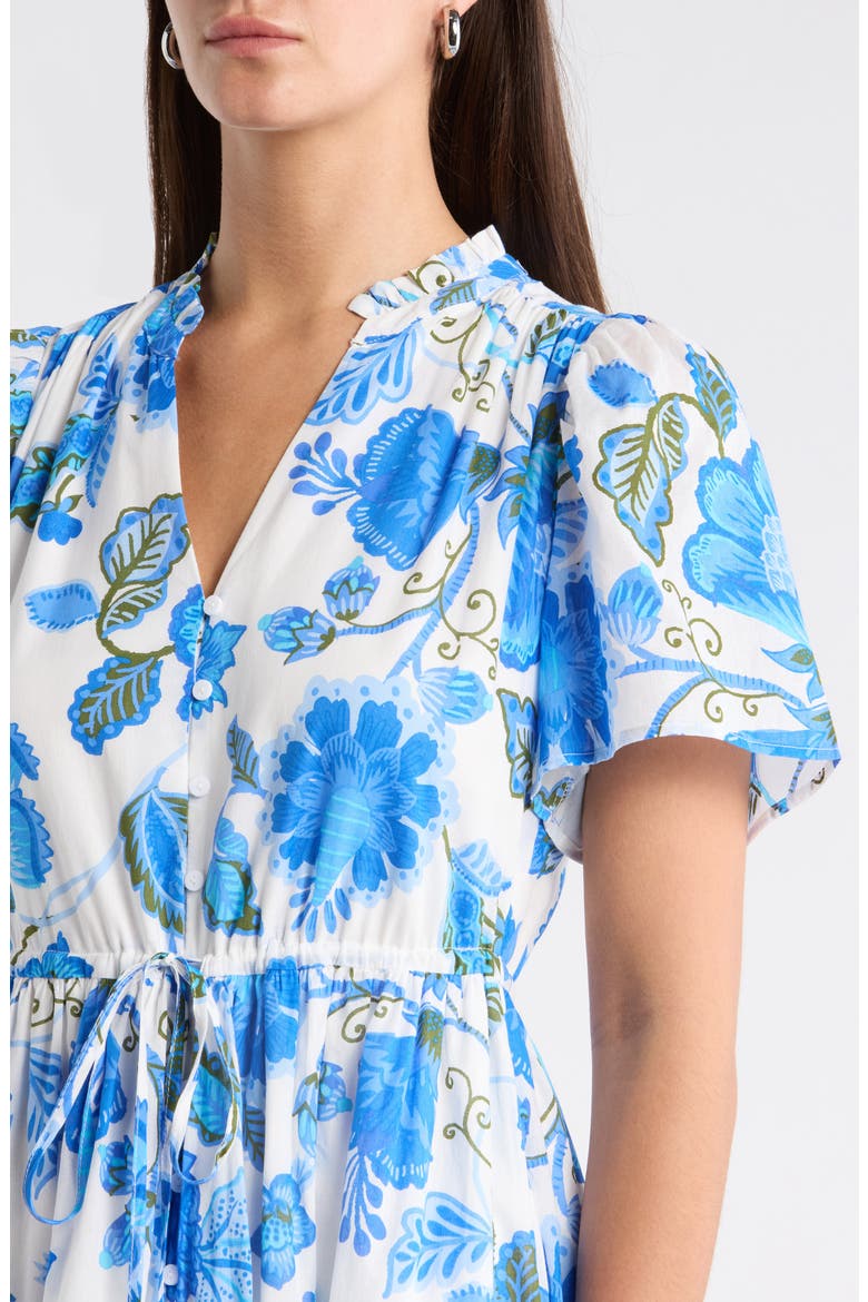 Samian Floral Kissa Button Down Dress, Alternate, color, WHITE-BLUE-GREEN