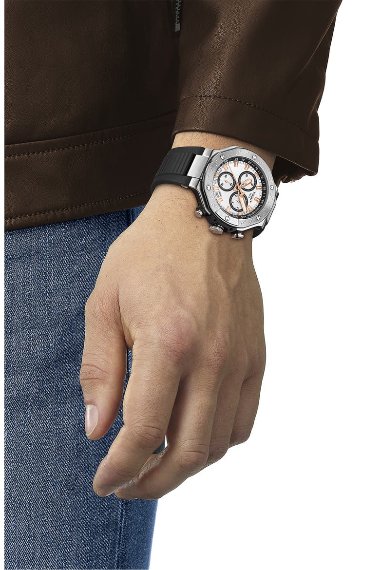 T-Race Chronograph Watch, 45mm, Alternate, color, BLACK
