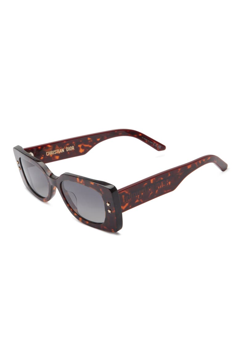 'DiorPacific S1U 53mm Rectangular Sunglasses, Alternate, color, HAVANA / GRADIENT SMOKE