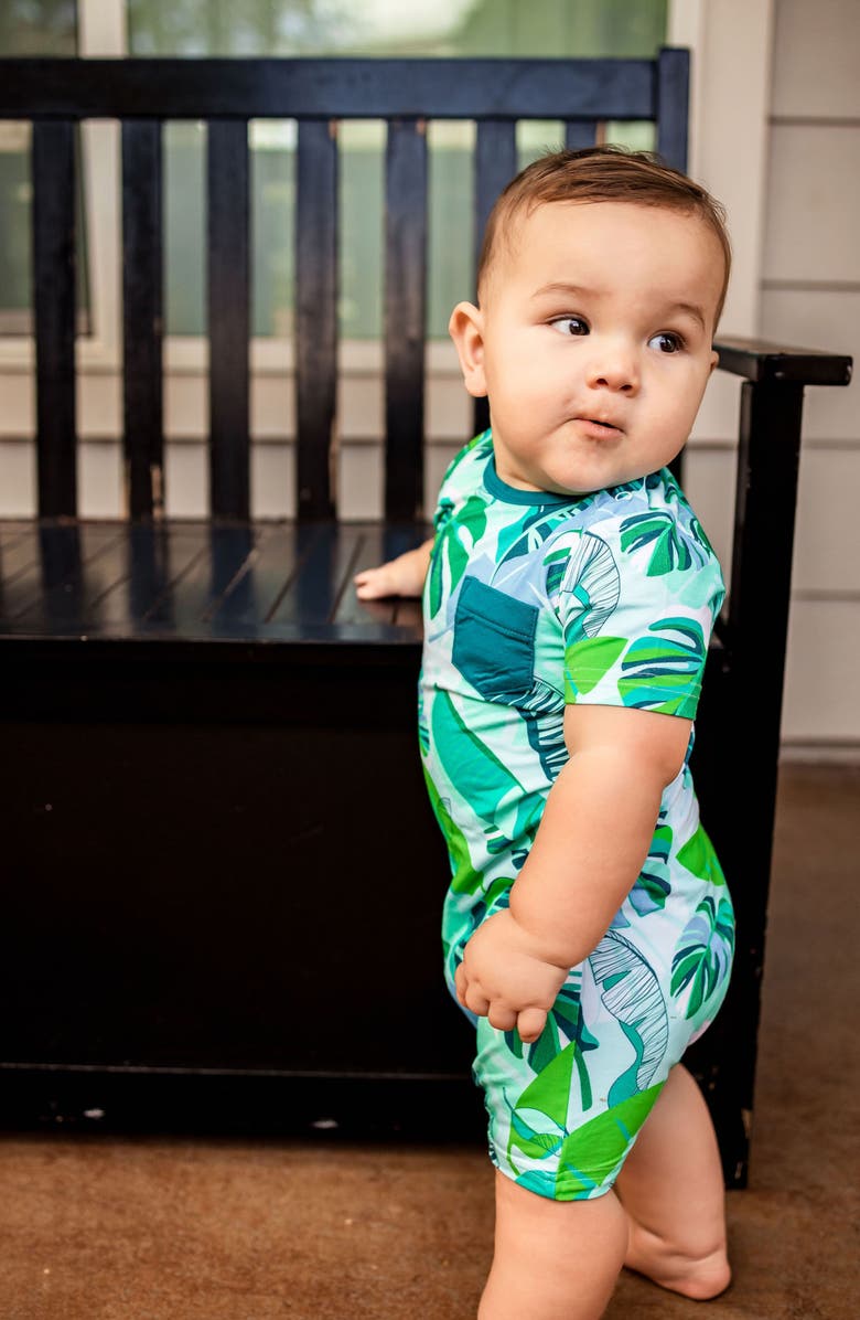 Coco Moon Backyard Oasis Short Romper, Alternate, color, Green