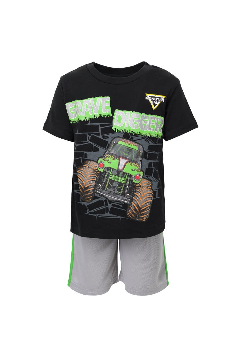 Athletic 2-Piece T-Shirt and Shorts Set, Alternate, color, Grave Digger Black