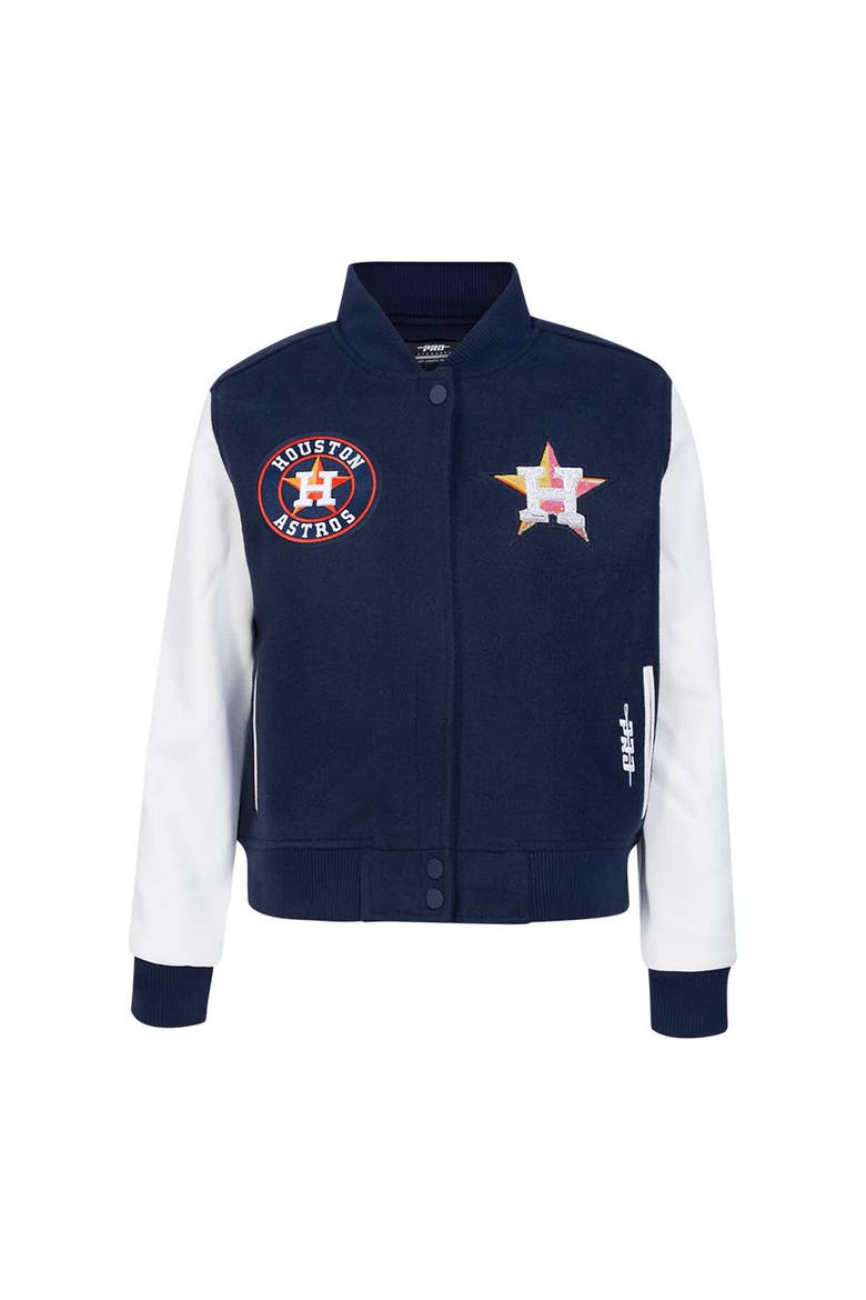 Women's Pro Standard Navy Houston Astros Game Day Classics Wool Varsity Jacket, Alternate, color, Navy