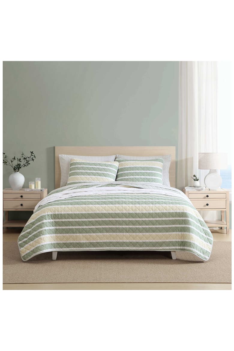 Varadero Stripe Reversible Cotton Quilt & Sham Set, Alternate, color, GREEN MULTI