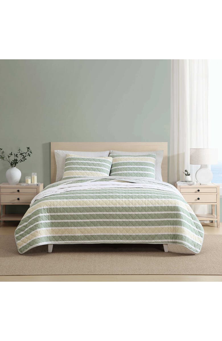 Nautica Varadero Stripe Reversible Cotton Quilt & Sham Set, Alternate, color, Green Multi