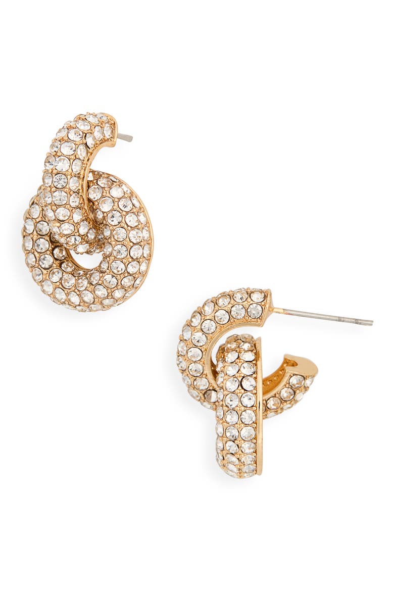 Pavé Circle Drop Earrings, Main, color, GOLD