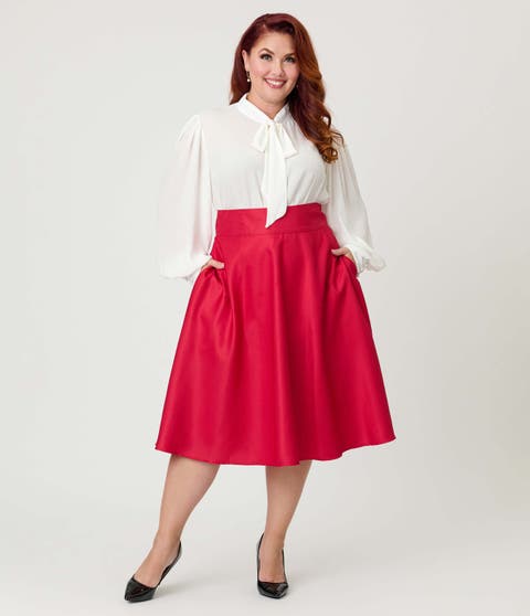 Plus Size Retro Style High Waist Vivien Swing Skirt