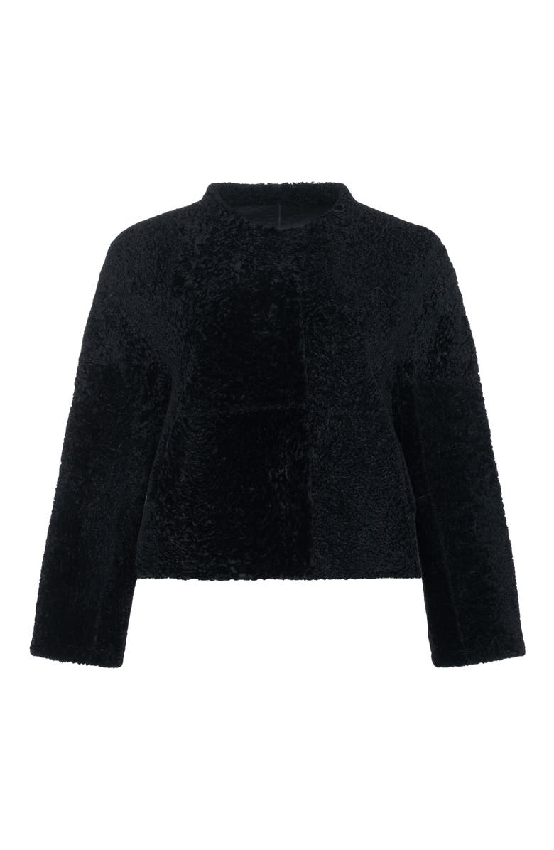 GORSKI Genuine Shearling Jacket with 3/4 Sleeves and Reversible, Alternate, color, Black