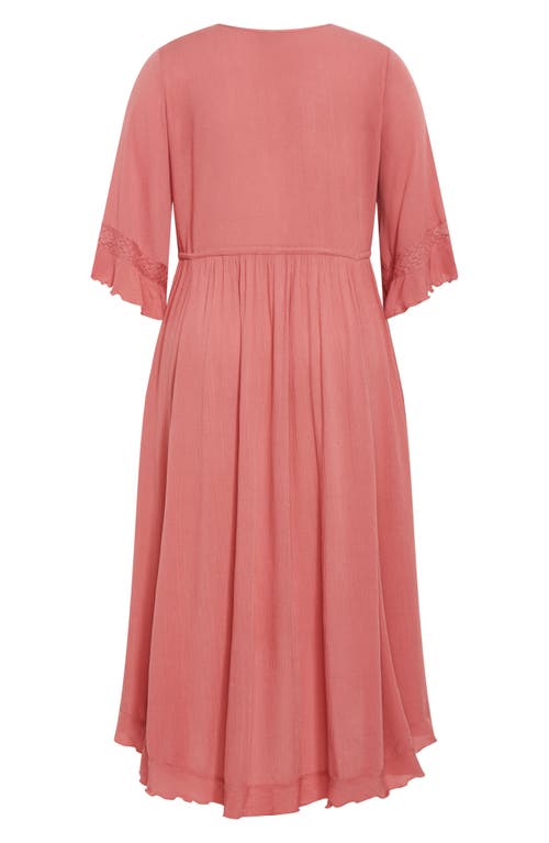 City Chic Rosie Lace Trim High-low Maxi Dress In Pink