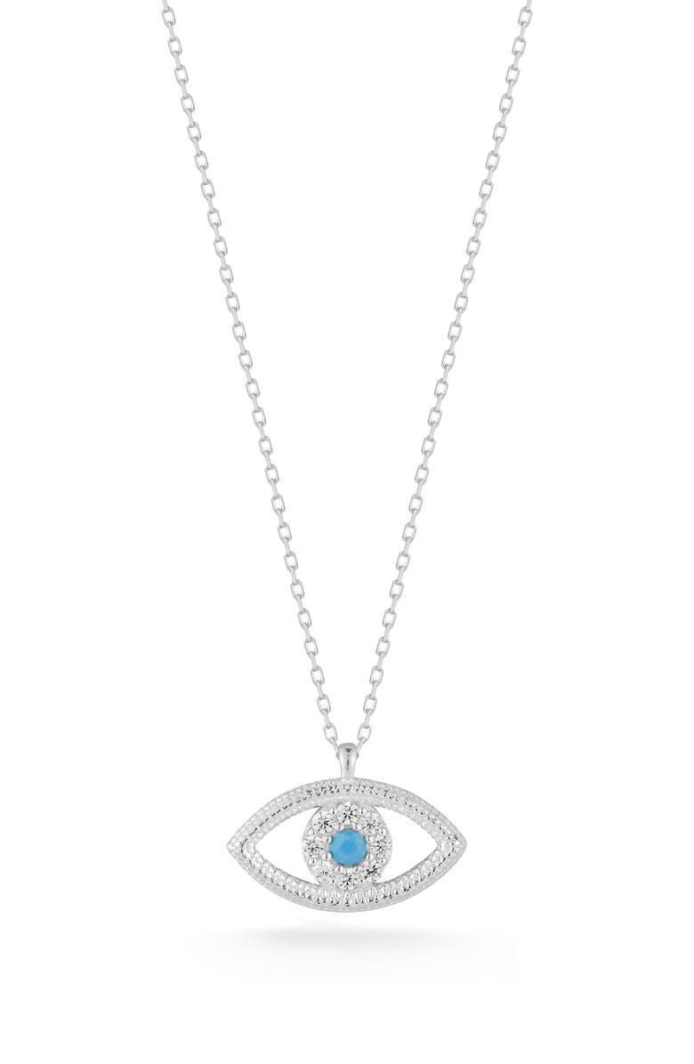 SPHERA MILANO CZ Sterling Silver Evil Eye Pendant Necklace, Main, color, Silver