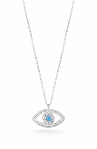 CZ Sterling Silver Evil Eye Pendant Necklace