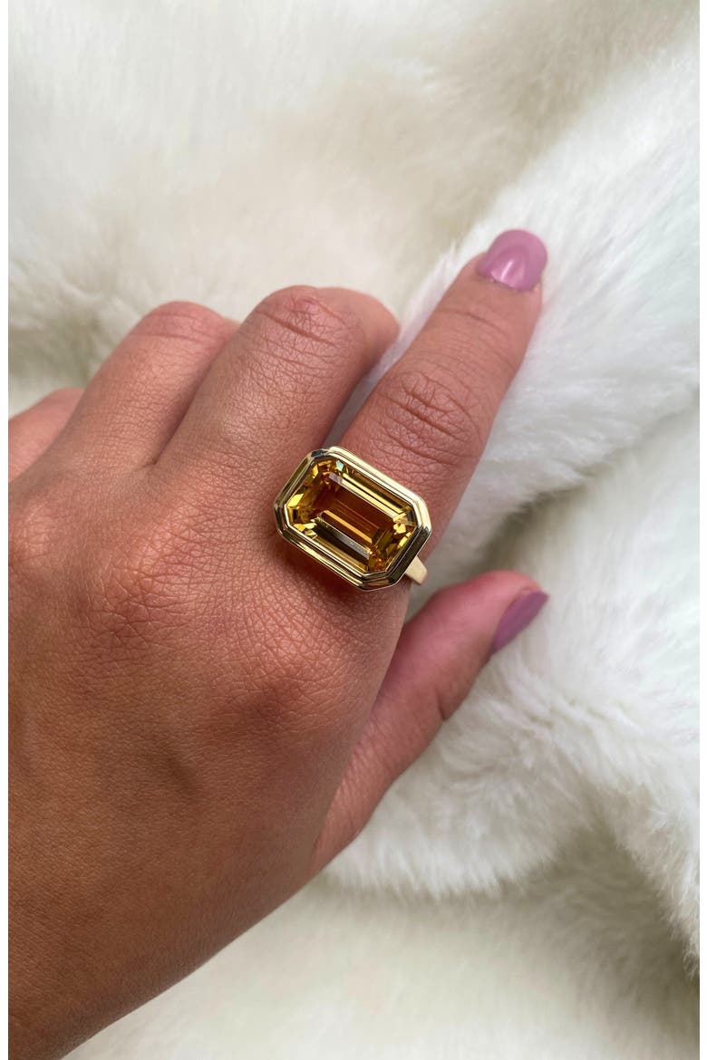 Manhattan East West Emerald Cut Ring, Alternate, color, YELLOW