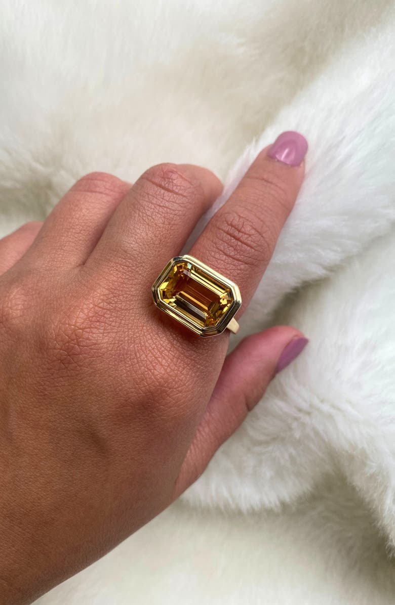 GOSHWARA Manhattan East West Emerald Cut Ring, Alternate, color, Yellow