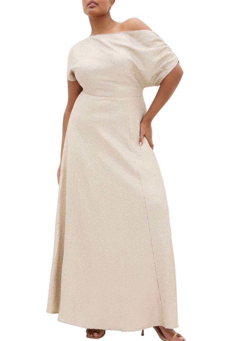 One-Shoulder Sequin Maxi Dress, Main, color, GODDESS GOLD