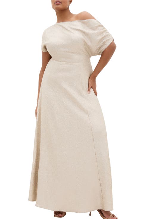 One-Shoulder Sequin Maxi Dress
