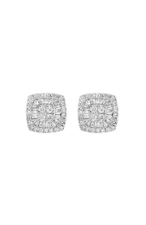 Diamond Stud Earrings in 14K White Gold