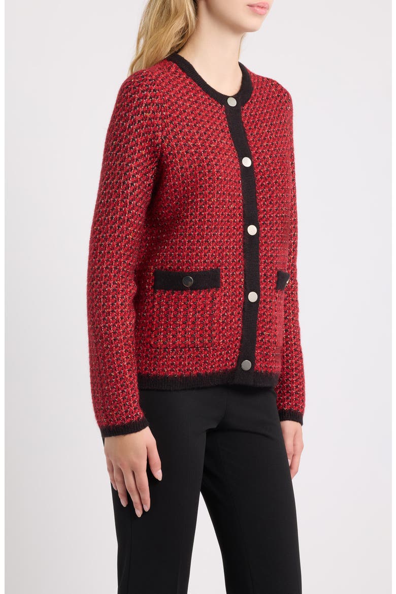 Lurex Boucle Cardigan, Alternate, color, TITIAN RED MULTI