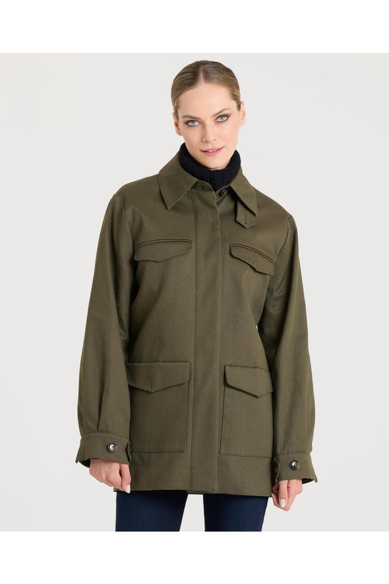 Sarah Utility Cotton Twill Jacket, Alternate, color, Olive