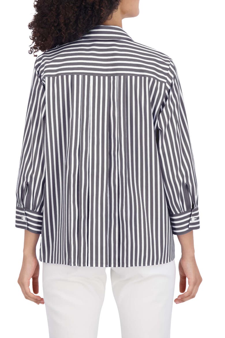 Sandra Stripe Cotton Blend Button-Up Shirt, Alternate, color, BLACK