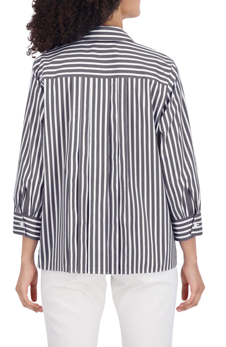 Foxcroft Sandra Stripe Cotton Blend Button-Up Shirt, Alternate, color,