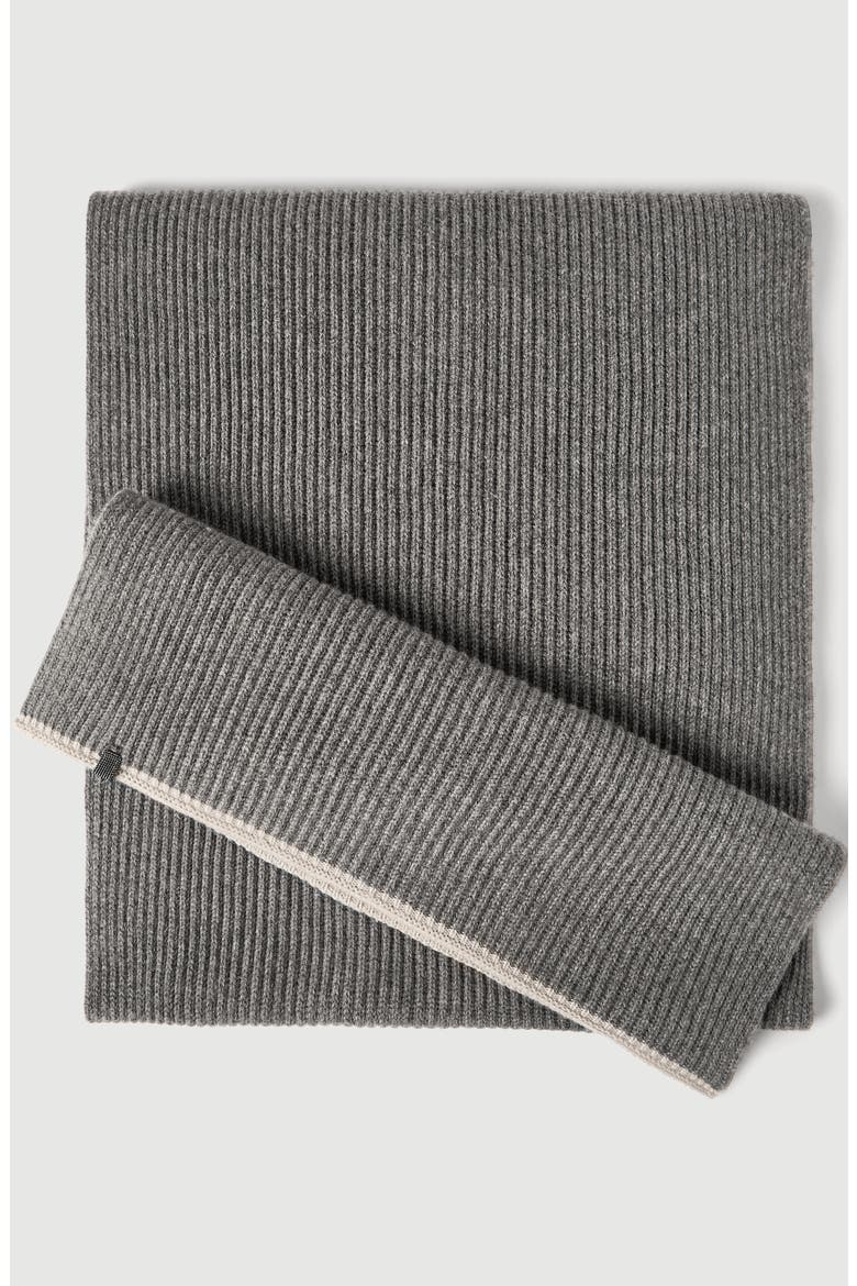 Cashmere English rib knit scarf with monili, Alternate, color, Lead