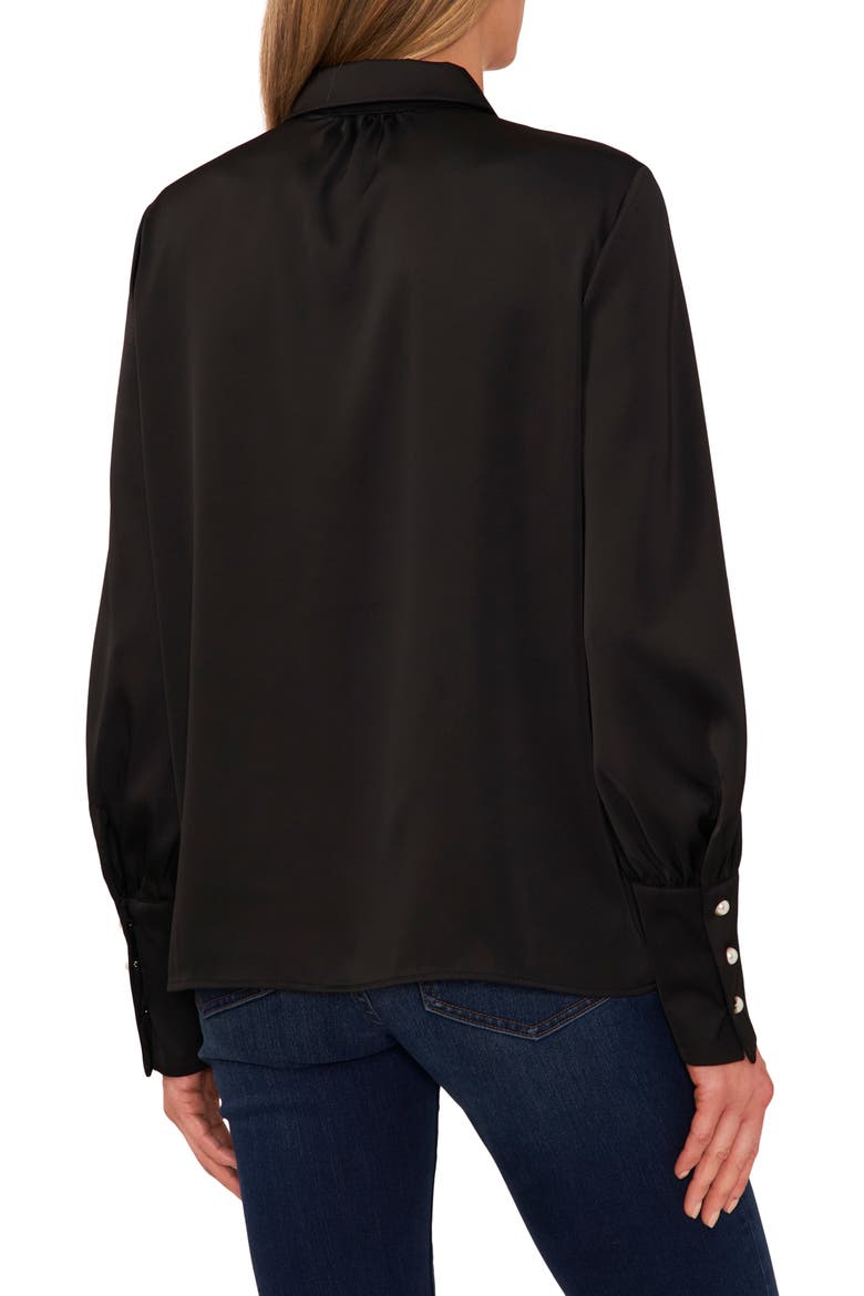 Satin Button-Up Shirt, Alternate, color, RICH BLACK