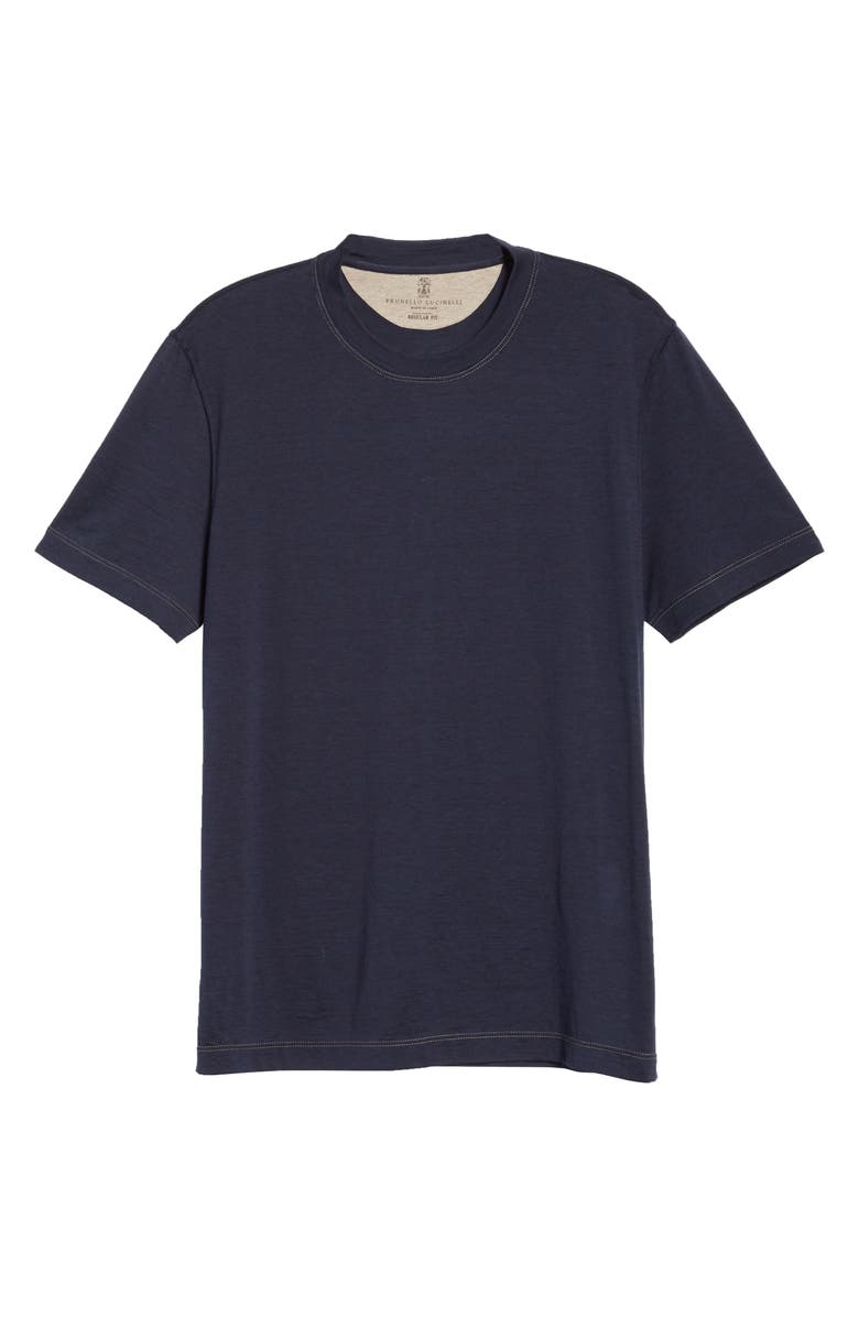 Brunello Cucinelli Silk & Cotton Crewneck T-Shirt, Alternate, color, 