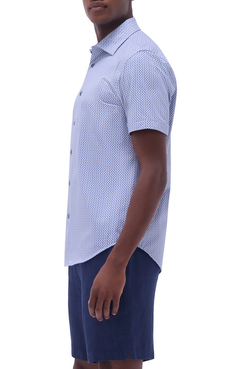 Bugatchi Miles OoohCotton<sup>®</sup> Heart Print Short Sleeve Button-Up Shirt, Alternate, color, Cobalt
