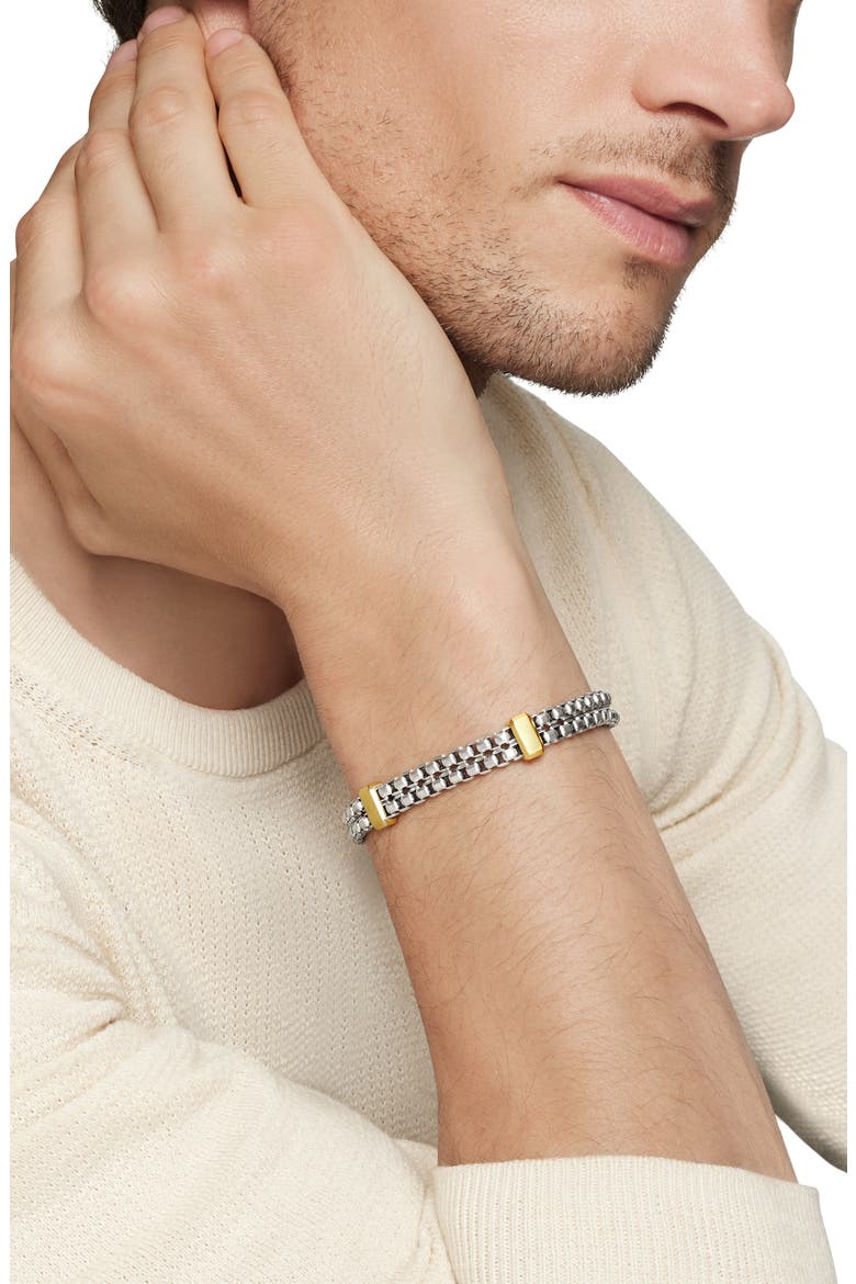 Double Box Chain Bracelet, Alternate, color, SILVER 18K YELLOW GOLD