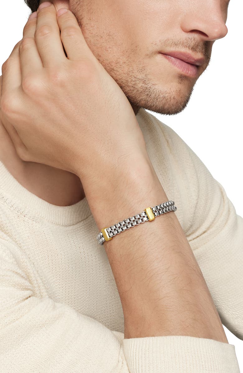 David Yurman Double Box Chain Bracelet, Alternate, color, Silver 18K Yellow Gold